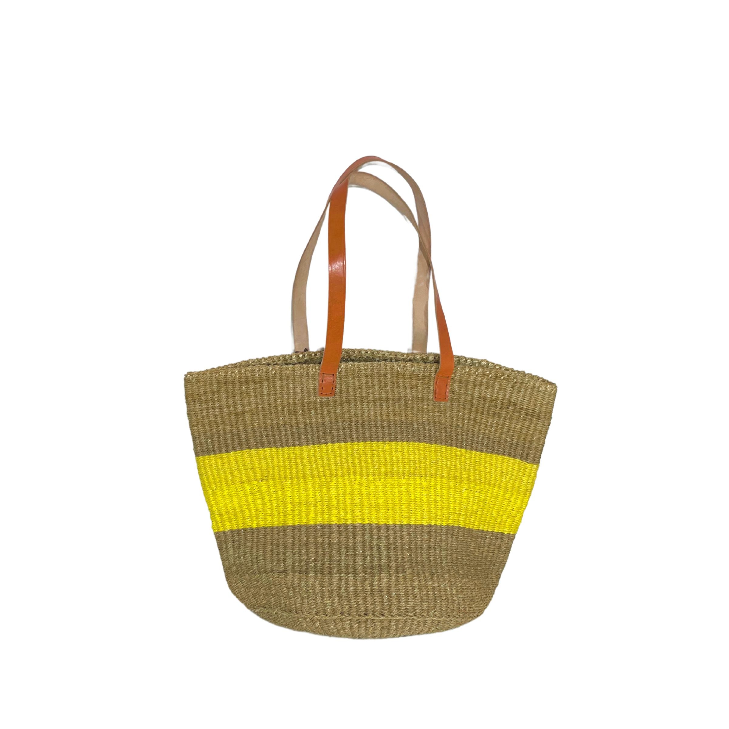 Beige and Yellow Market Basket - Nzuri Basket Company